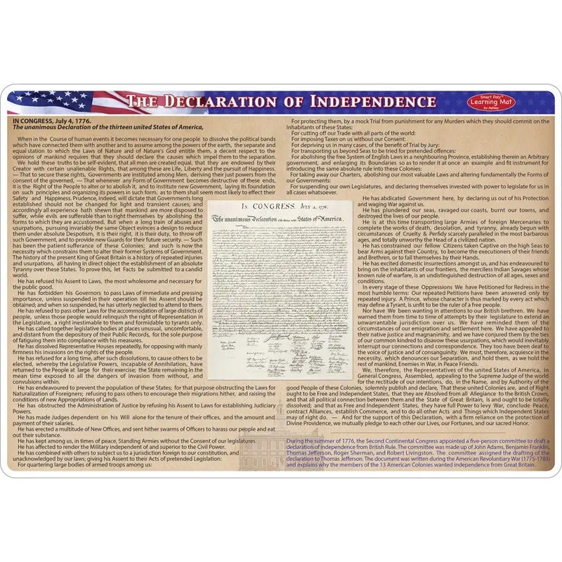 Ashley Smart PolyLaminated Learning Mat, Declaration Of Independence (ASH95037)