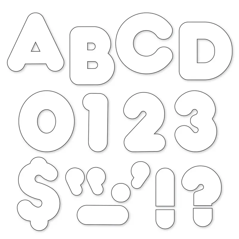 Trend White 2-Inch Casual Style Uppercase Ready Letters (T436)