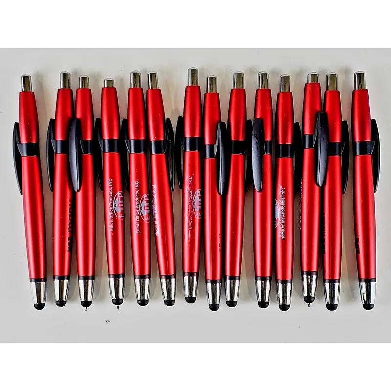 Bulk Lot of 125 Misprinted Retractable Ballpoint Pens w/ Stylus  (Lot #2390)