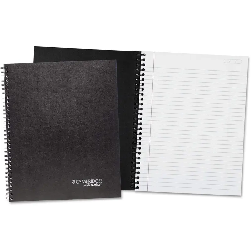 Cambridge Limited Wirebound Planner Notebook, 11" X 8 7/8", Black Cover, 80 Sheets, 2 Pack (06343)