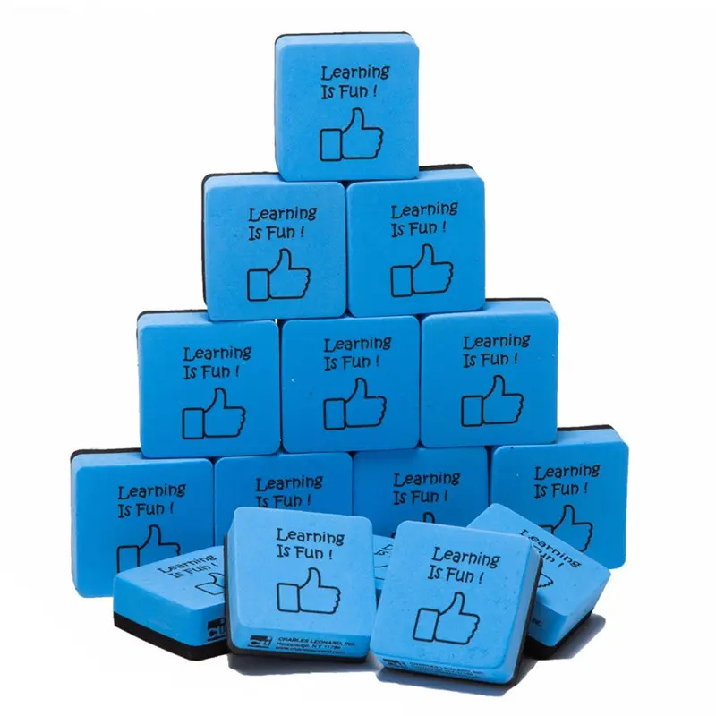 Charles Leonard Learning Is Fun  Mini Whiteboard Erasers 15 Pk Blue (CHL 74549)