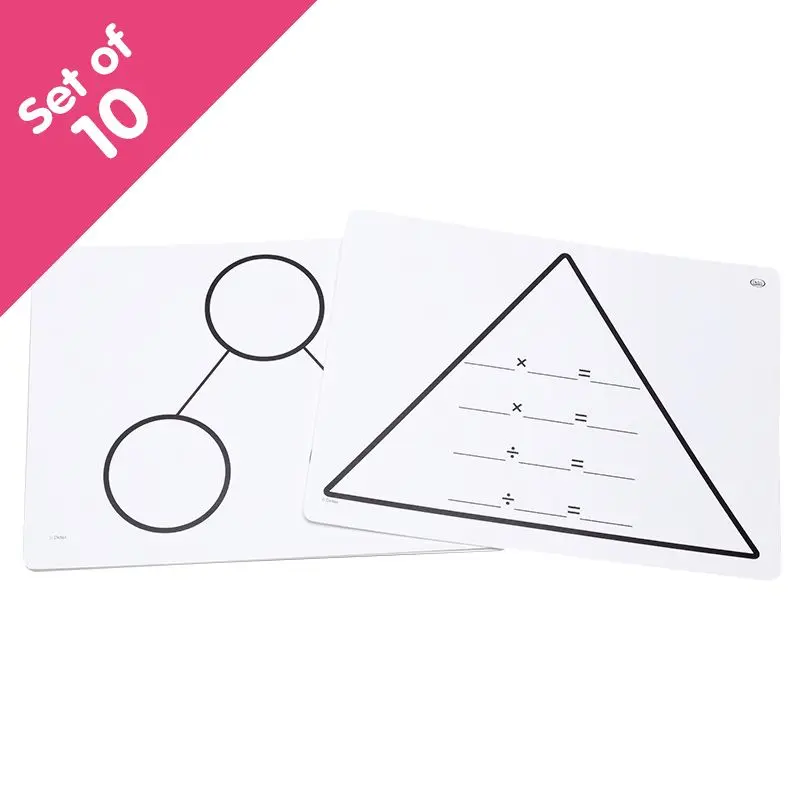 Didax Write On/Wipe Off Fact Family Triangle Mats, Mulitplication Set of 10 (DD 211768)