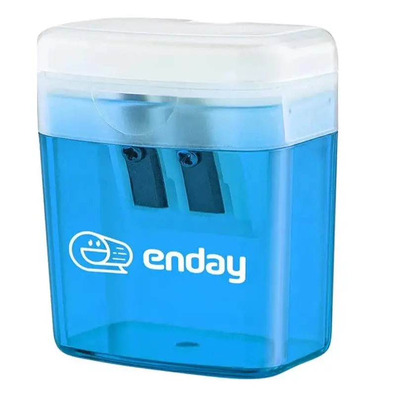 Enday Dual Blade Sharpener w/ Lid and Receptacle, Assorted ColorsGreen (0812)