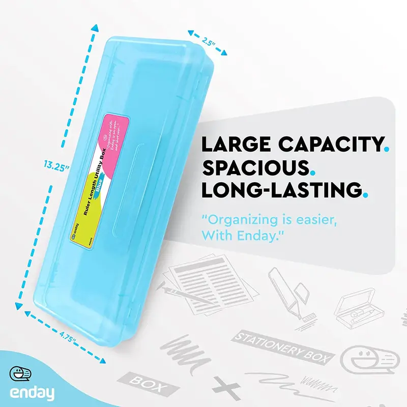 Enday Multipurpose Ruler Length Utility Box, 13' X 4-3/4' x 2-1/2". Assorted ColorsBlue (0055)