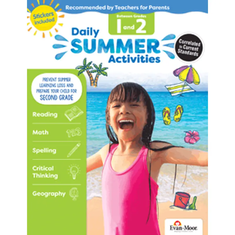 Evan-Moor Daily Summer Activities:  Grade First to Second Activity Book (EMC 1072)