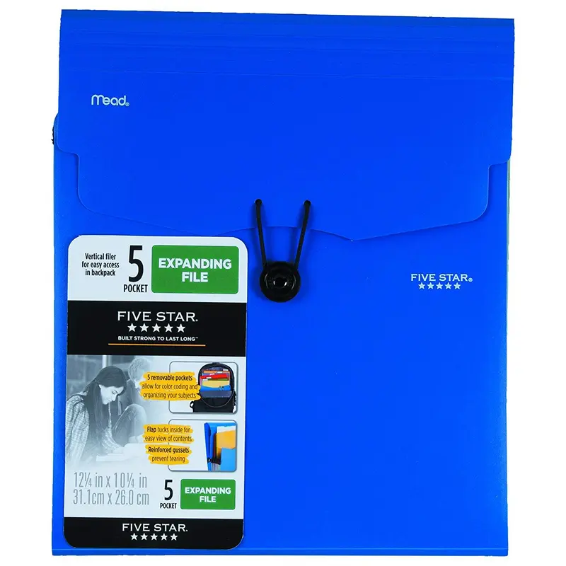Five Star 6 Pocket Vertical Expanding File, Assorted Colors (35245)Blue