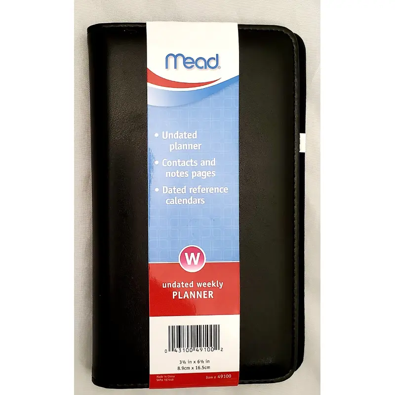 Mead Weekly Planner, Undated, Wirebound, 3.5" x 6.5", Assorted Colors (49100)Red
