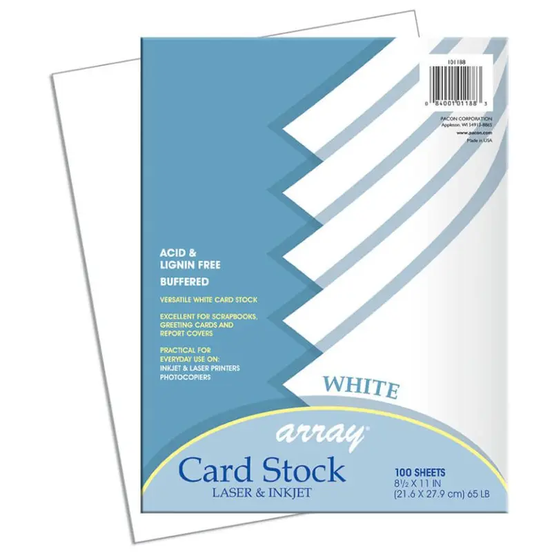 Pacon Card Stock, Classic White, 8-1/2" x 11", 100 Sheets (P101188)