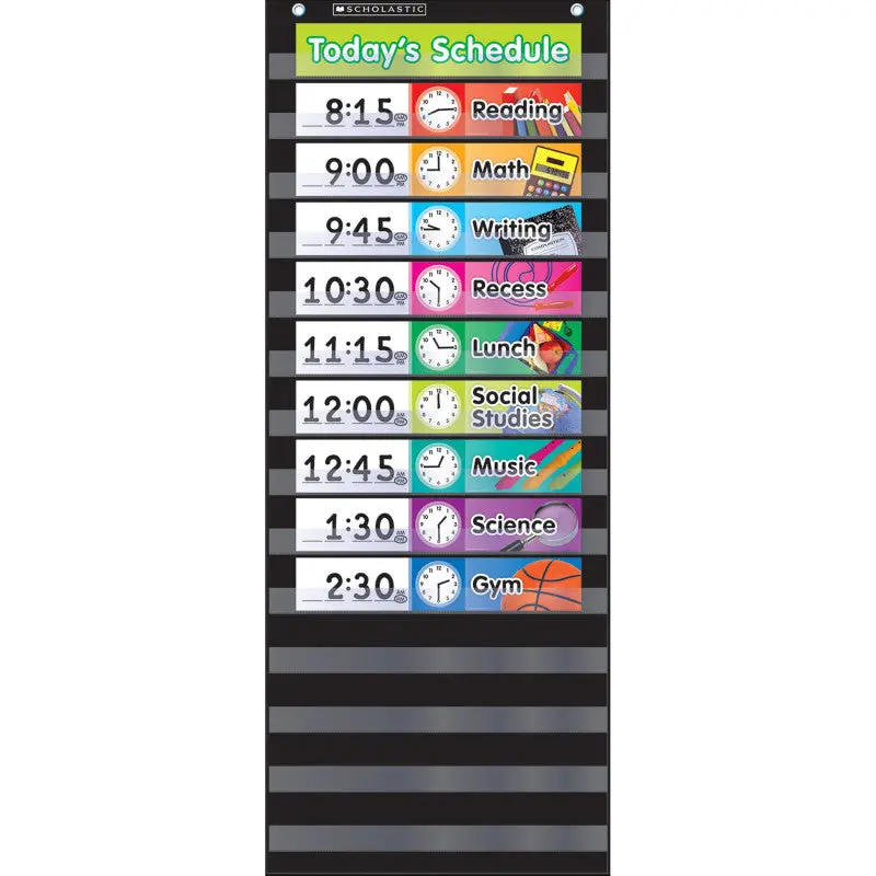 Scholastic Daily Schedule Pocket Chart, Black (SC 583865)
