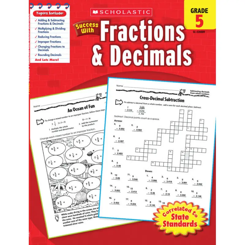 Scholastic Success with FRACTIONS & DECIMALS Grade 5 (SC-520089)