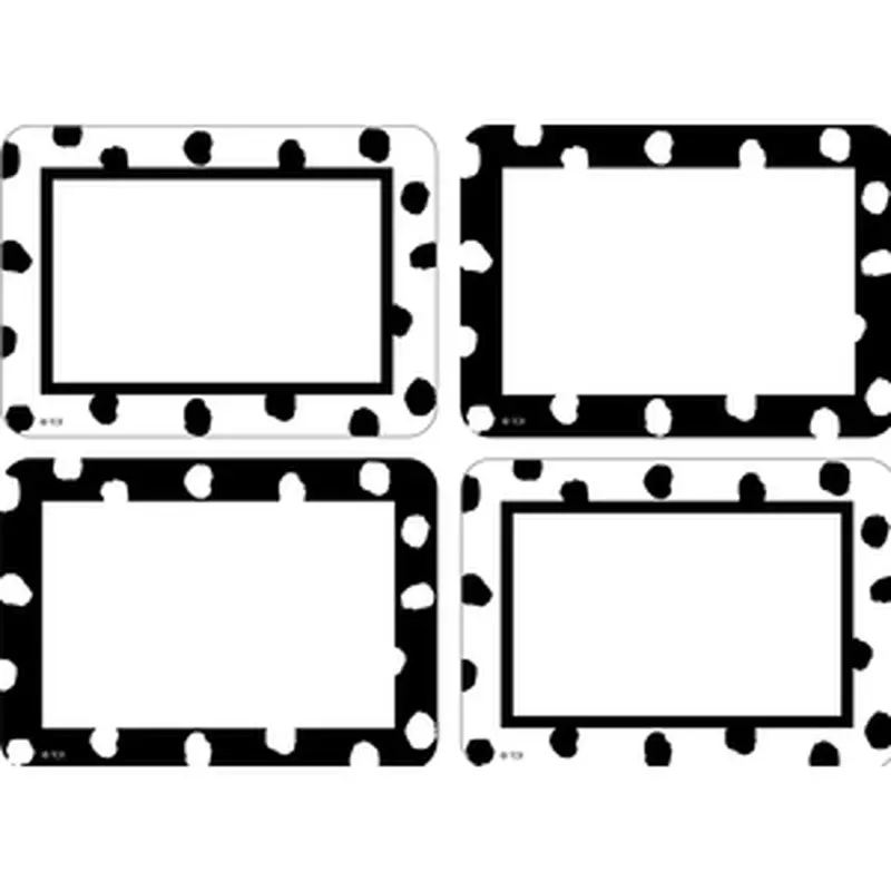Teacher Created Black and White Painted Dots Name Tags/Labels - Multi-Pack (TCR 7085)