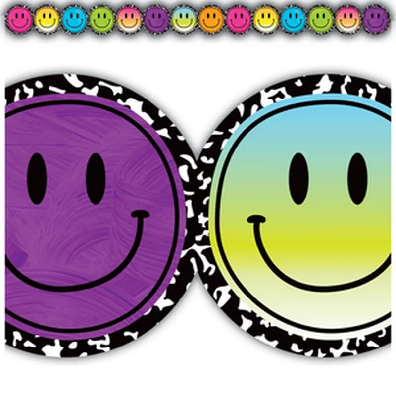 Teacher Created Brights 4Ever Smiley Faces Die-Cut Border Trim (TCR 6929)