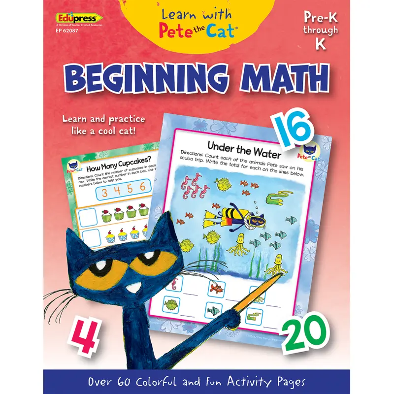 Teacher Created Learn with Pete the Cat: Beginning Math (TCR 62087)