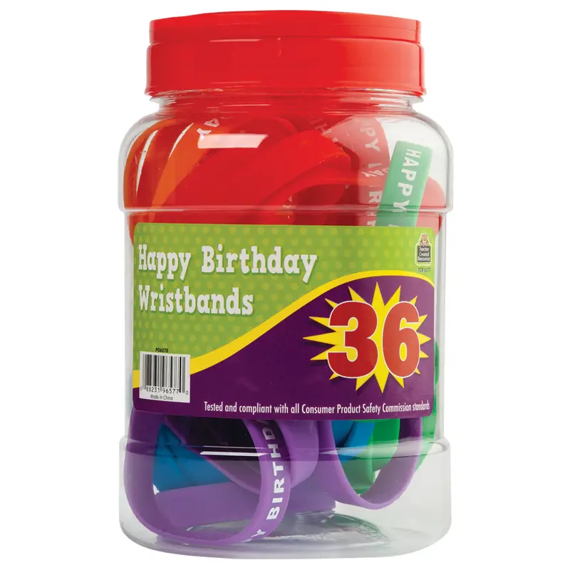 Teacher Created Happy Birthday Wristbands, 36 Pieces (TCR 6577)