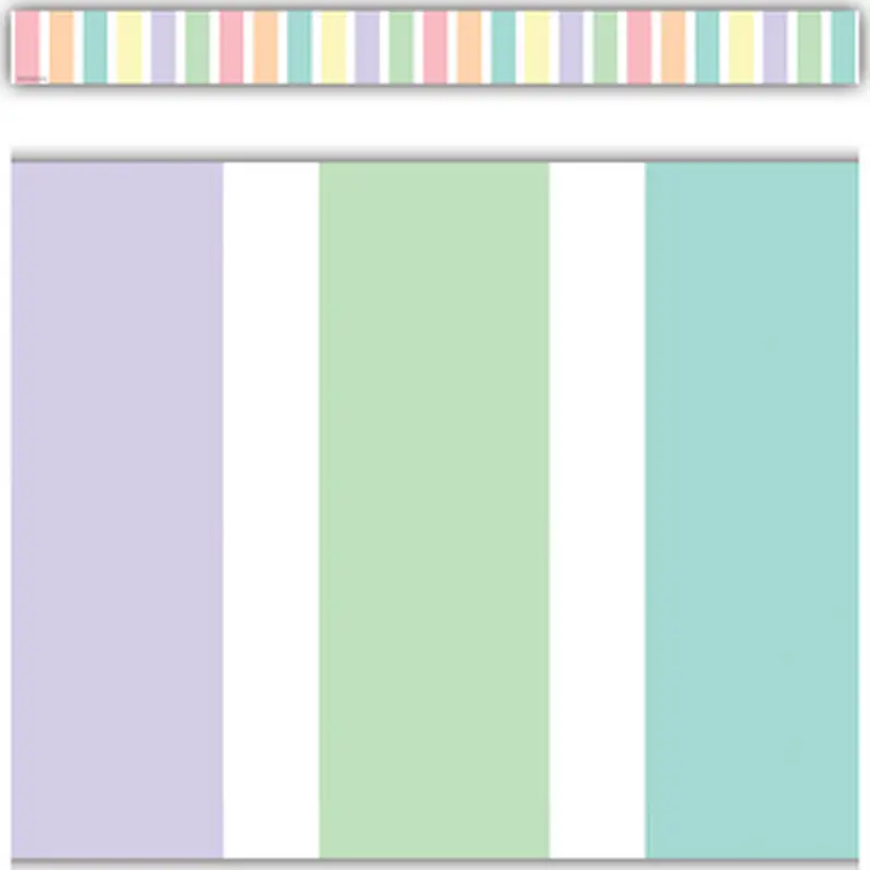 Teacher Created Pastel Pop Stripes Straight Border Trim, 2 3/16'' x 35'' (TCR 8444)