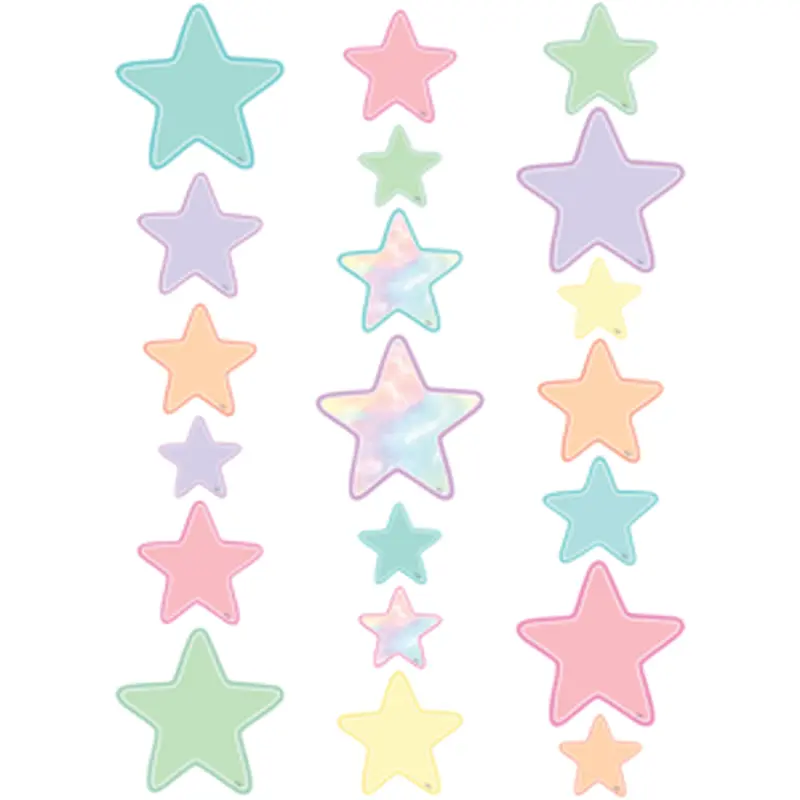 Teacher Created Pastel Pop Stars Accents - Assorted Sizes, 60 Pieces (TCR 8419)