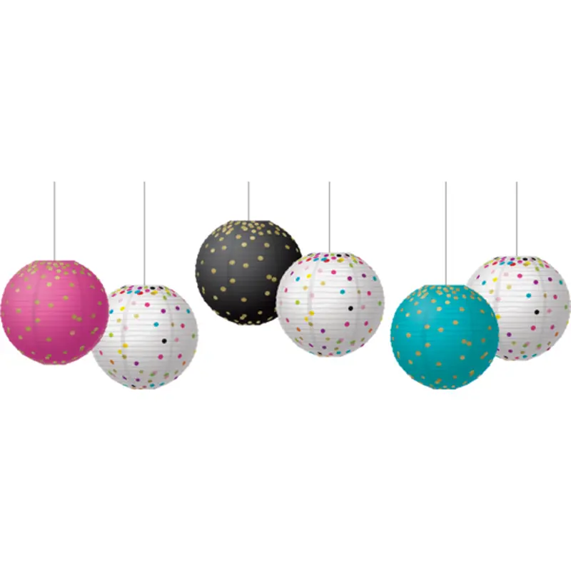 Teacher Created Resources Gold Foil & Confetti 8" Hanging Paper Lanterns (TCR 77472)