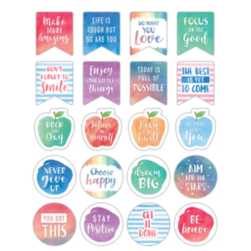Teacher Created Watercolor Words to Inspire Planner Stickers (TCR 8193)