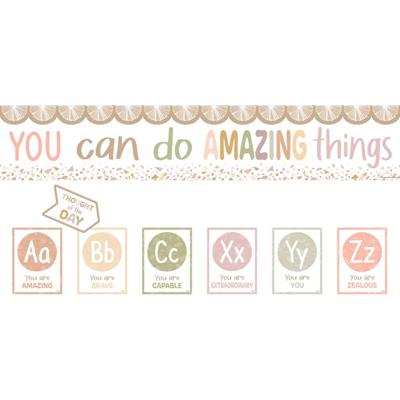 Teacher Created Resources Terrazzo Tones Alphabet Affirmations Bulletin Board (TCR 7202)