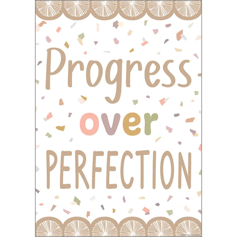 Teacher Created Resources Terrazzo Tones Progress Over Perfection Positive Poster (TCR 7878)