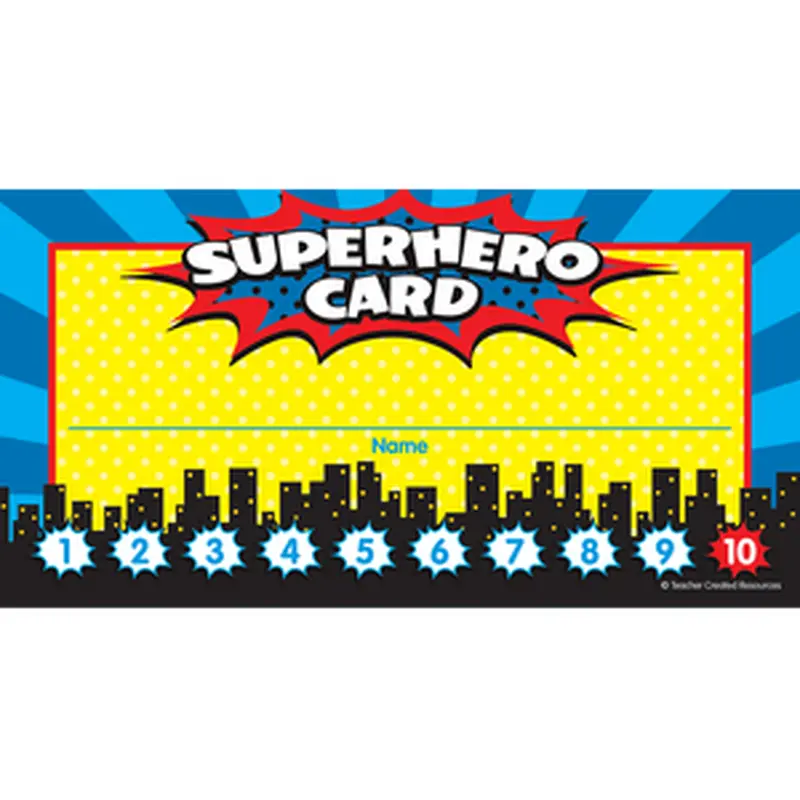 Teacher Created Superhero Punch Cards, Pack of 60 (TCR 5607)