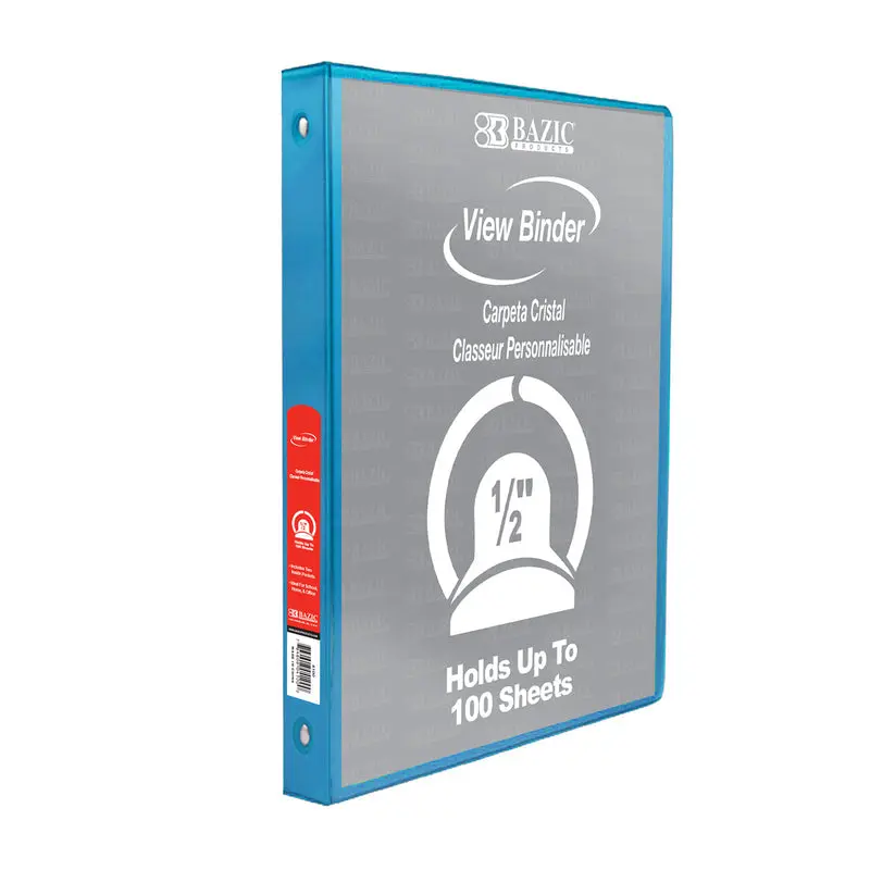 BAZIC 1/2" CYAN 3-RING VIEW BINDER W/2-POCKETS