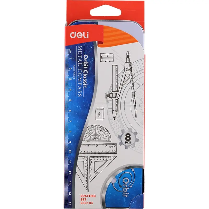 8PCS GEOMETRY DRAFTING TIN SET
