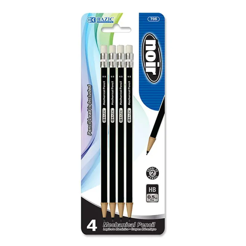 BAZIC 0.5mm Noir Mechanical Pencil (4/Pack)