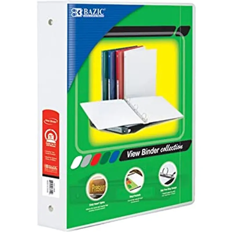 BAZIC 1.5" WHITE 3-RING BINDER W/2-POCKETS