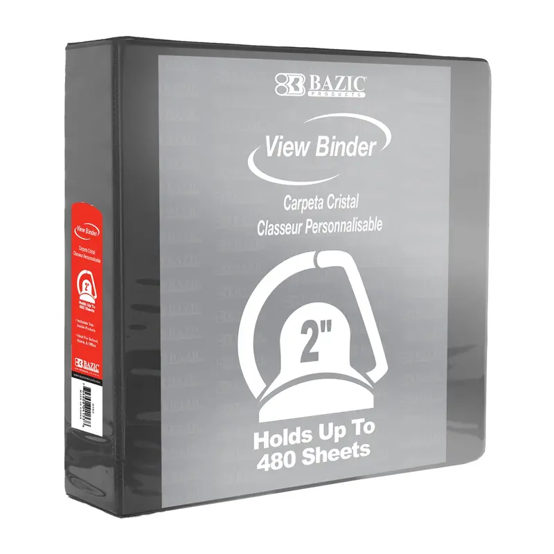 BAZIC 2" BLACK SLANT-D RING VIEW BINDER W/2 POCKETS