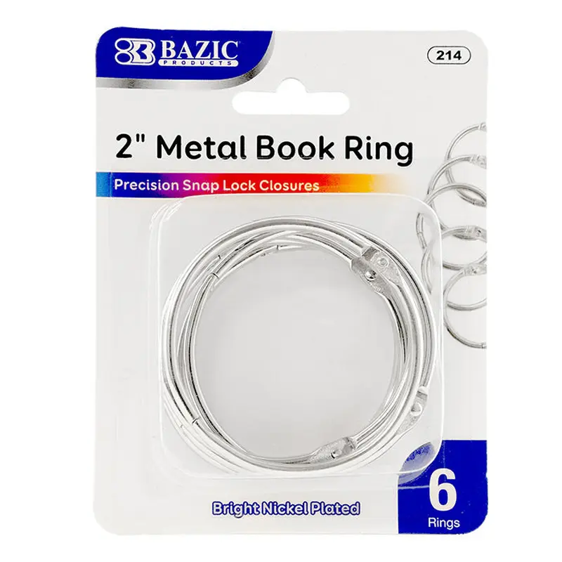 BAZIC 2" METAL BOOK RINGS (6/PACK)