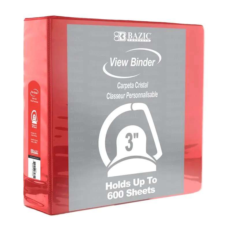 BAZIC 3" BURGUNDY SLANT-D RING VIEW BINDER