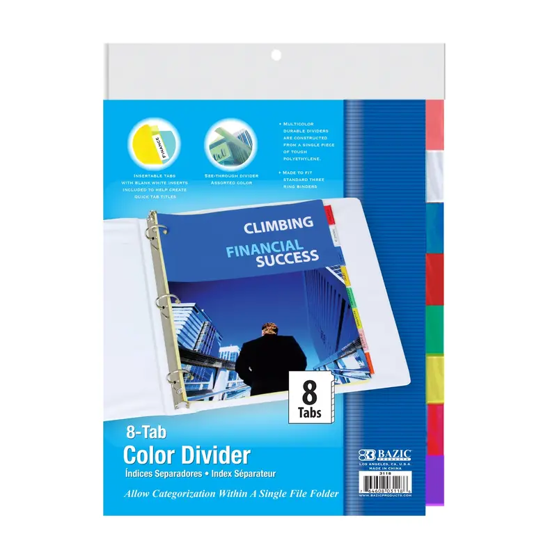 BAZIC 3-RING BINDER DIVIDERS W/8-INSERTAB