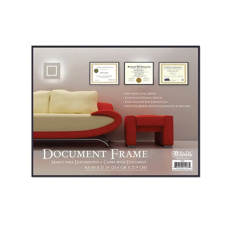 BAZIC 8.5" X 11" Front Loading Document Frame w/ Glass