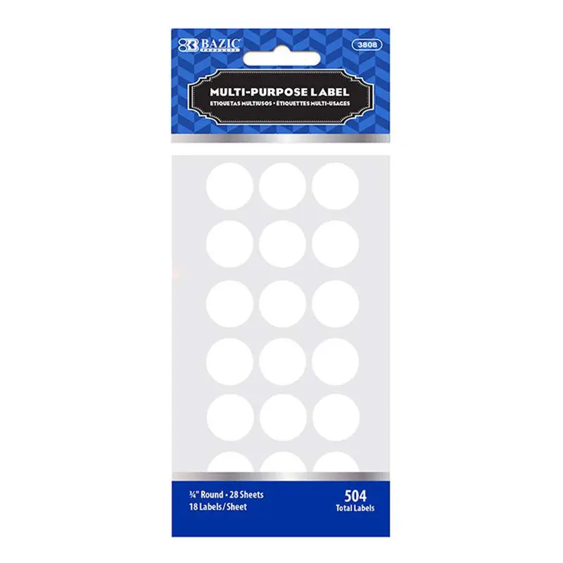 BAZIC White Label 3/4" Round (504/Pack)