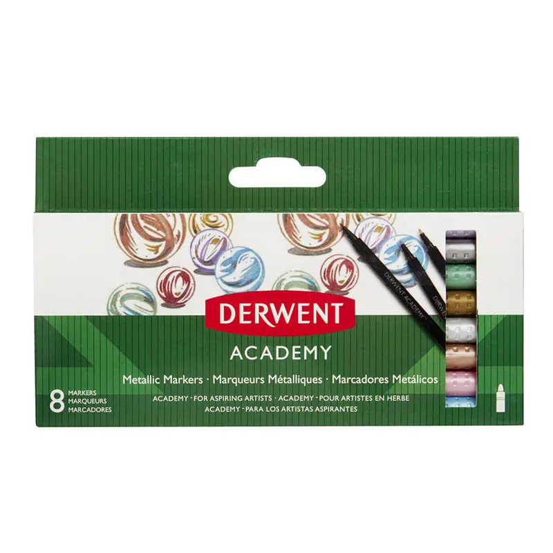 DERWENT ACADEMY METALLIC MARKERS 8S