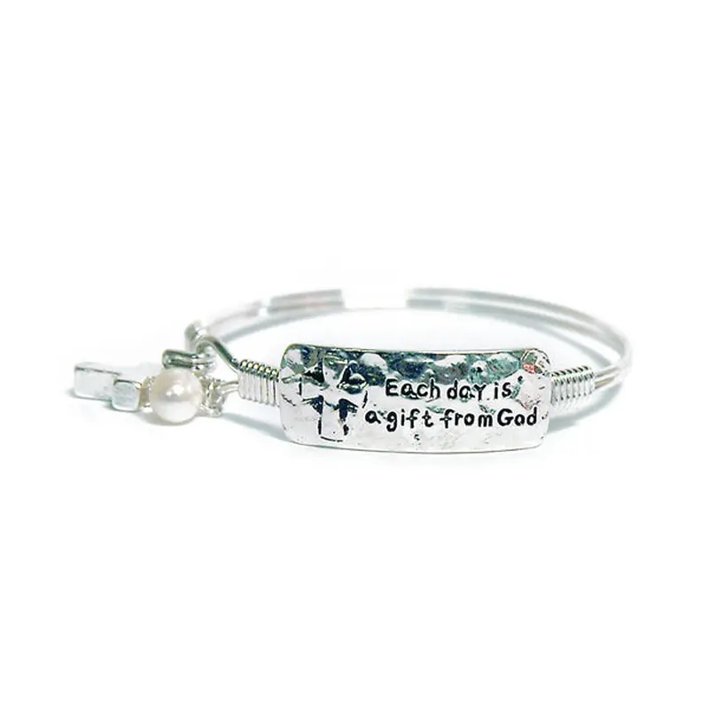 JEWELRY: EACH DAY FROM GOD WIRE HOOK BRACELET SILVER