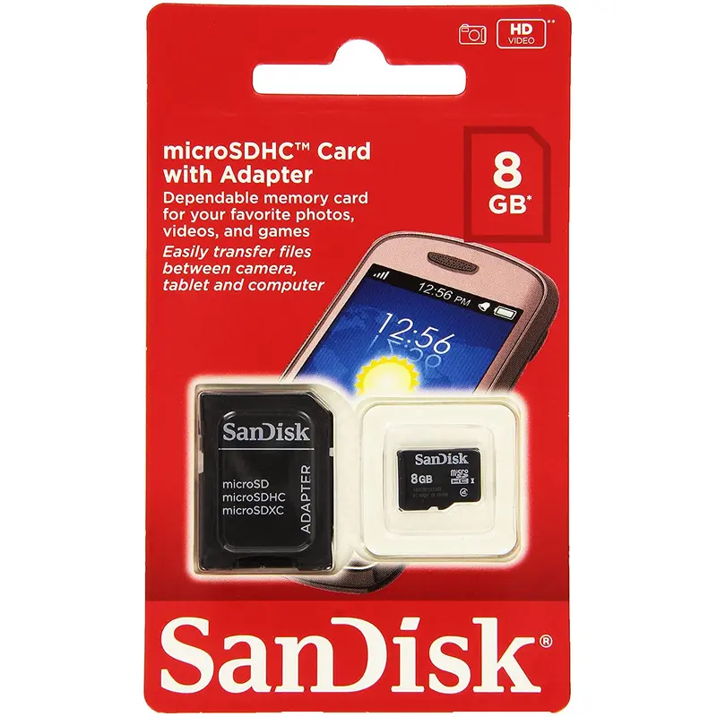 SANDISK MICROSD 8GB CLASS 4 WITH SD ADAPTER SDHC CARD