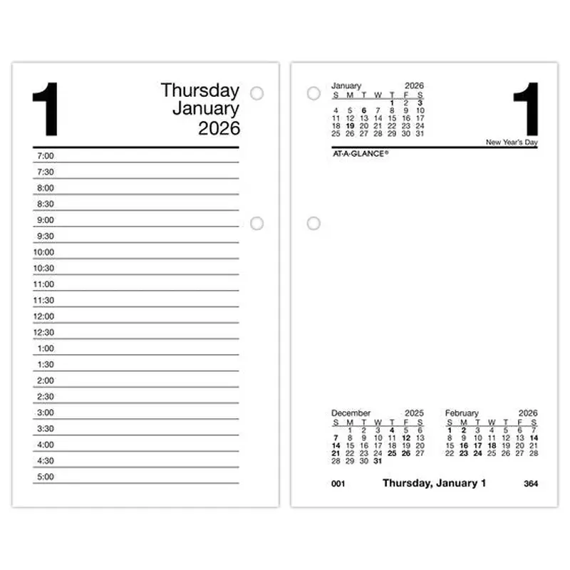 At-A-Glance 2026 Daily Loose-Leaf Desk Calendar Refill (6" x 4")