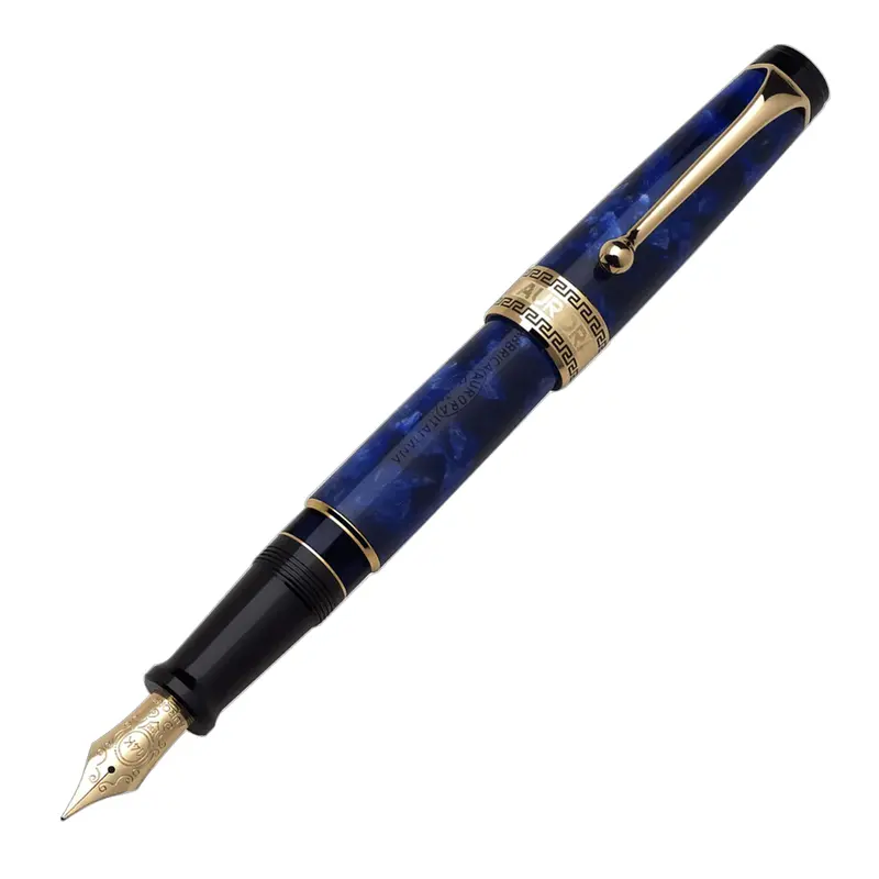 Aurora Optima Auroloide Fountain Pen - Blue - Gold TrimExtra-Fine
