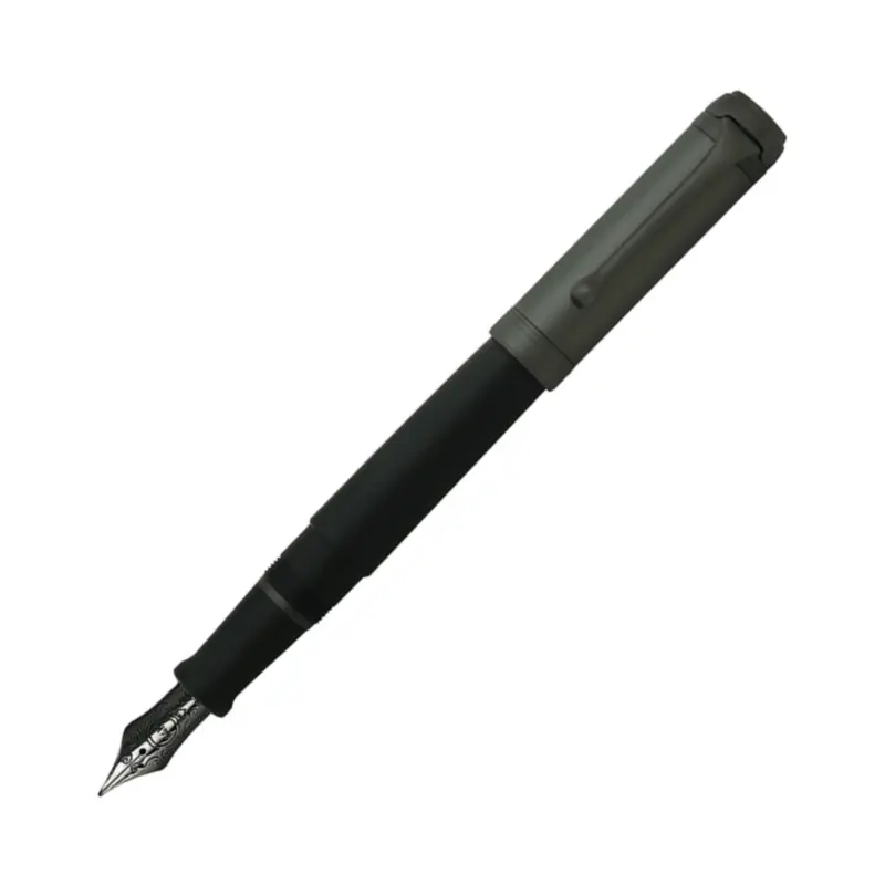 Aurora Talentum Fountain Pen - Black OPS with Ruthenium Metal CapExtra-Fine
