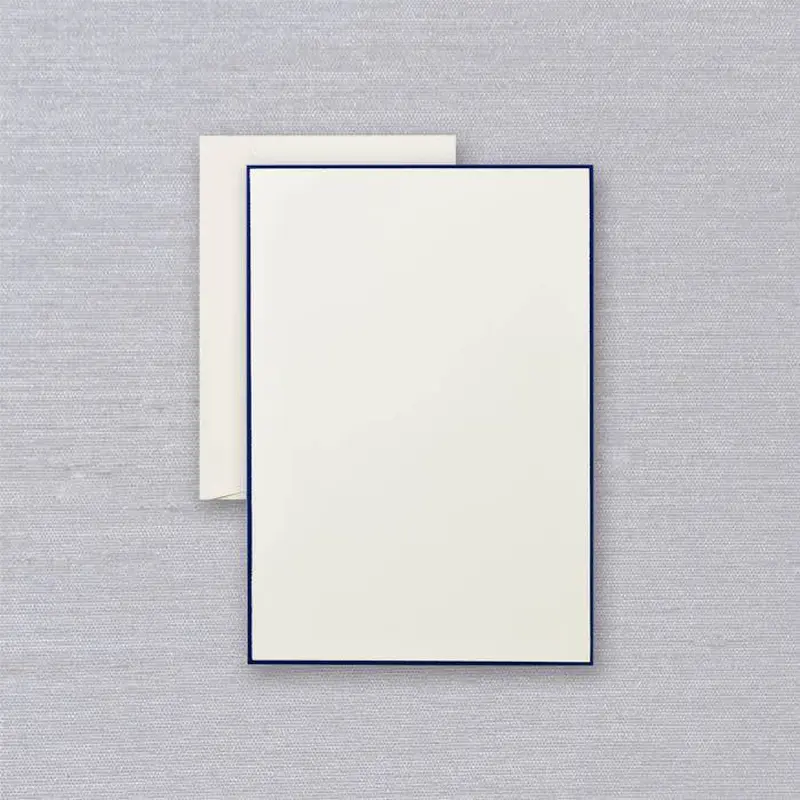 Crane Regent Blue Bordered Ecru Half Sheet (20 ea)