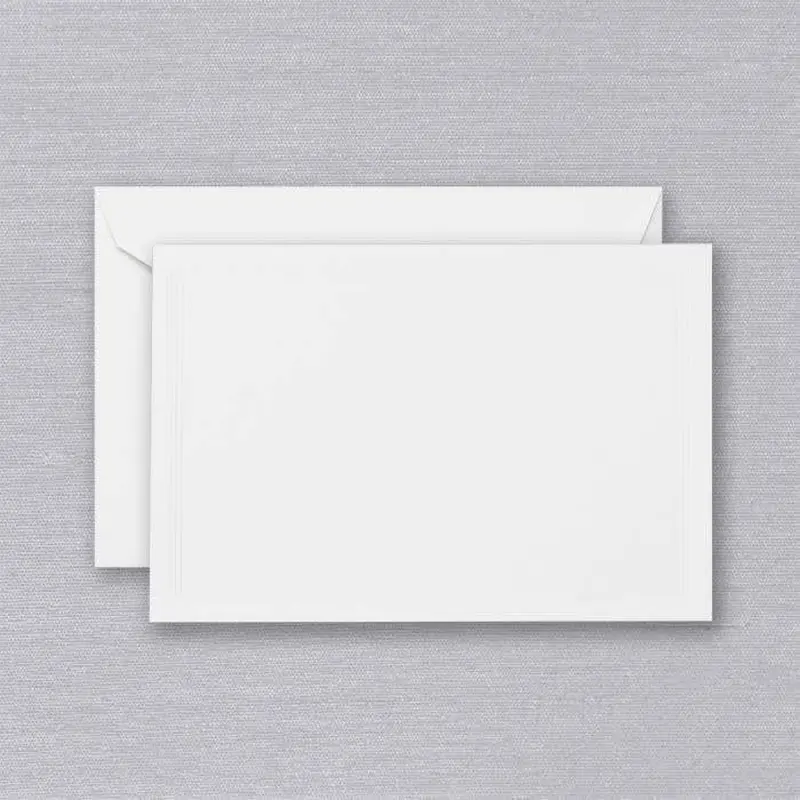 Crane Triple Debossed Frame Pearl White Card (10 ea)