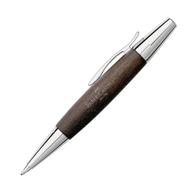 Faber-Castell Design E-Motion Dark Brown Pearwood with Chrome Trim Ballpoint