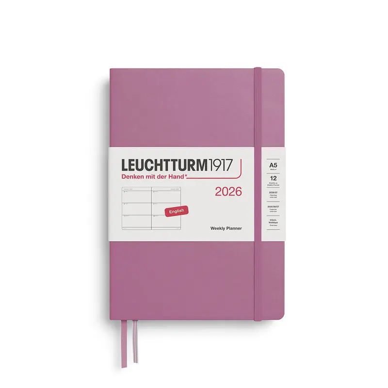 Leuchtturm1917 2026 A5 Hardcover Weekly Planner - Dusty Rose