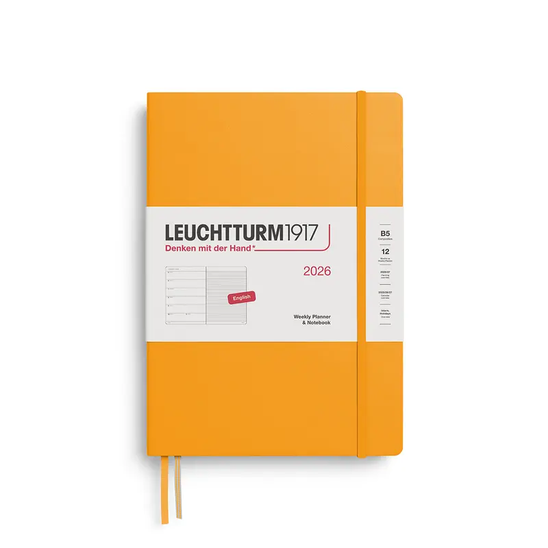 Leuchtturm1917 2026 B5 Hardcover Weekly Planner with Notebook Composition - Rising Sun