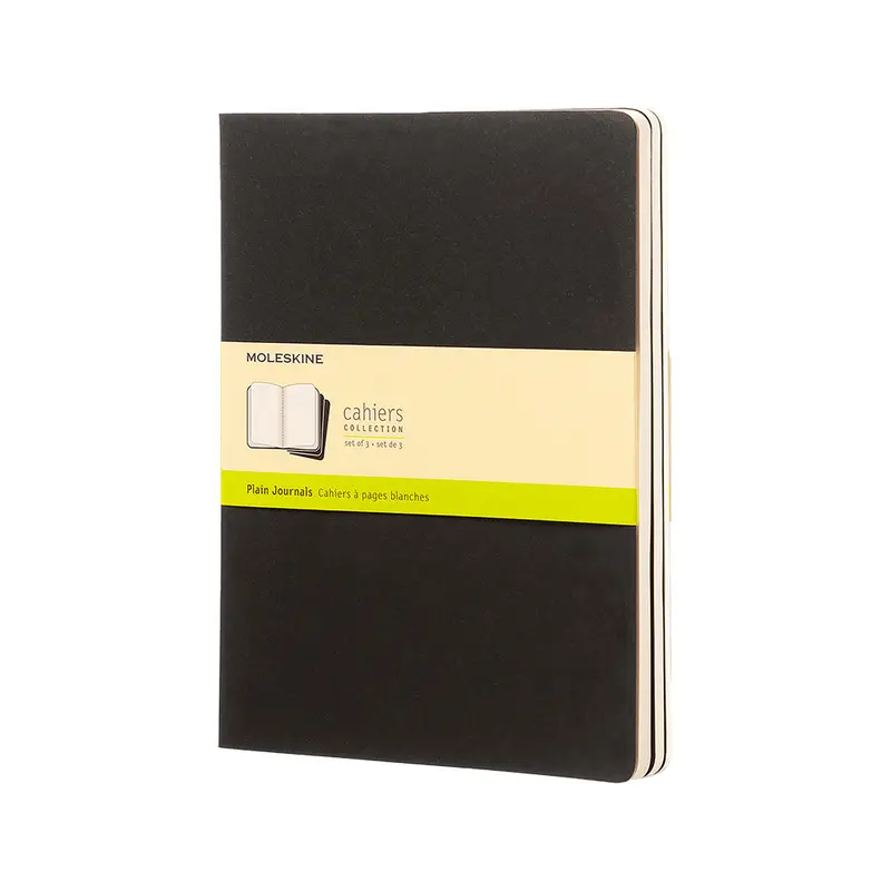 Moleskine XL Softcover Cahier Plain Journal - Black (Set of 3)