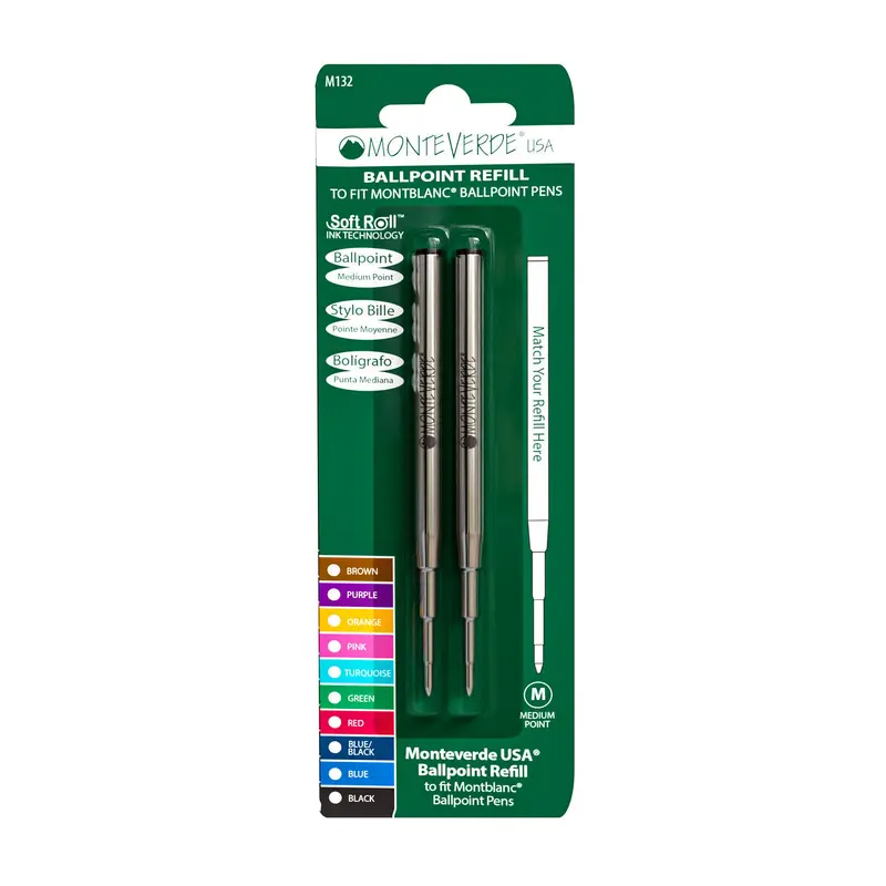 Montblanc Ballpoint Refill by Monteverde USA - Black (2 ea)Medium