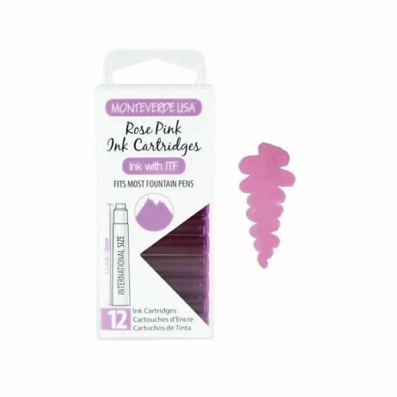 Monteverde Rose Pink Ink Cartridges (Set of 12)