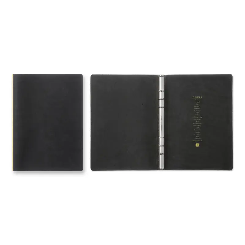 PLOTTER A5 Size Pueblo 6-Ring Leather Binder - Black